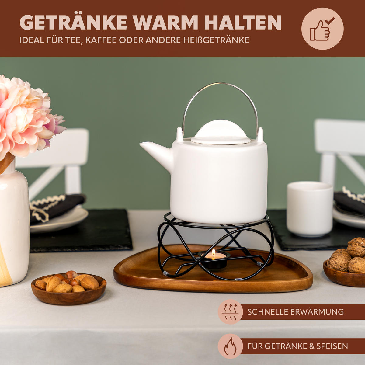 TEEWÄRMER, schwarz - Schwarz, Metall (16/8.5cm) - bremermann