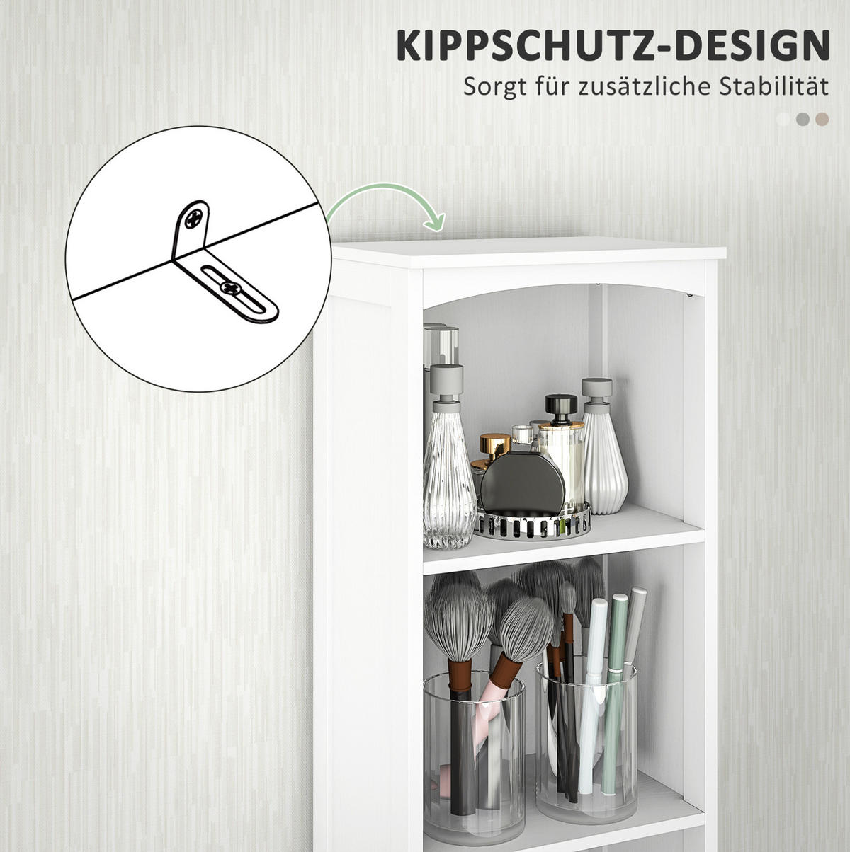 HOCHSCHRANK 34/24/170,5 cm aus MDF-Holz mit Schublade und 3 Regalfächern Weiß - Schwarz/Weiß, Holzwerkstoff (34/170.5/24cm) - Modenvie