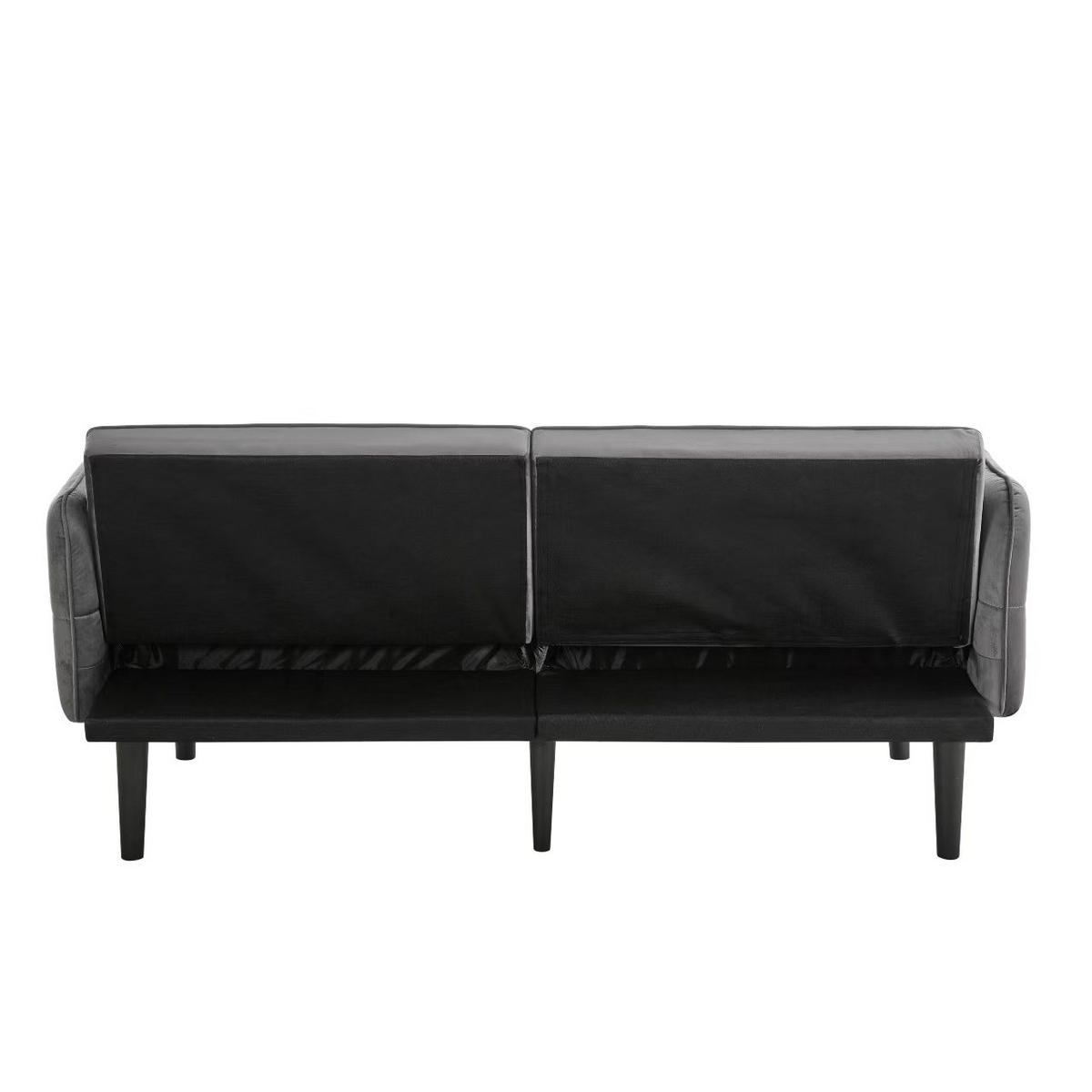 SCHLAFSOFA 2-in-1 mit Samtbezug und Armlehnen - Grau, Kunststoff (176/76/78cm)