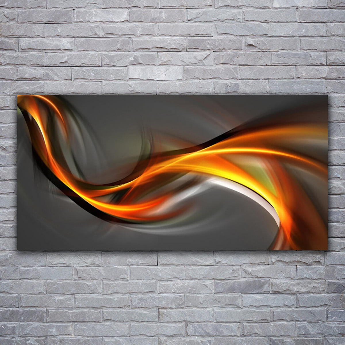 LEINWANDBILD 120x60 cm Dunkle Abstraktion - Orange/Grau, Textil (120/4cm) - TULUP