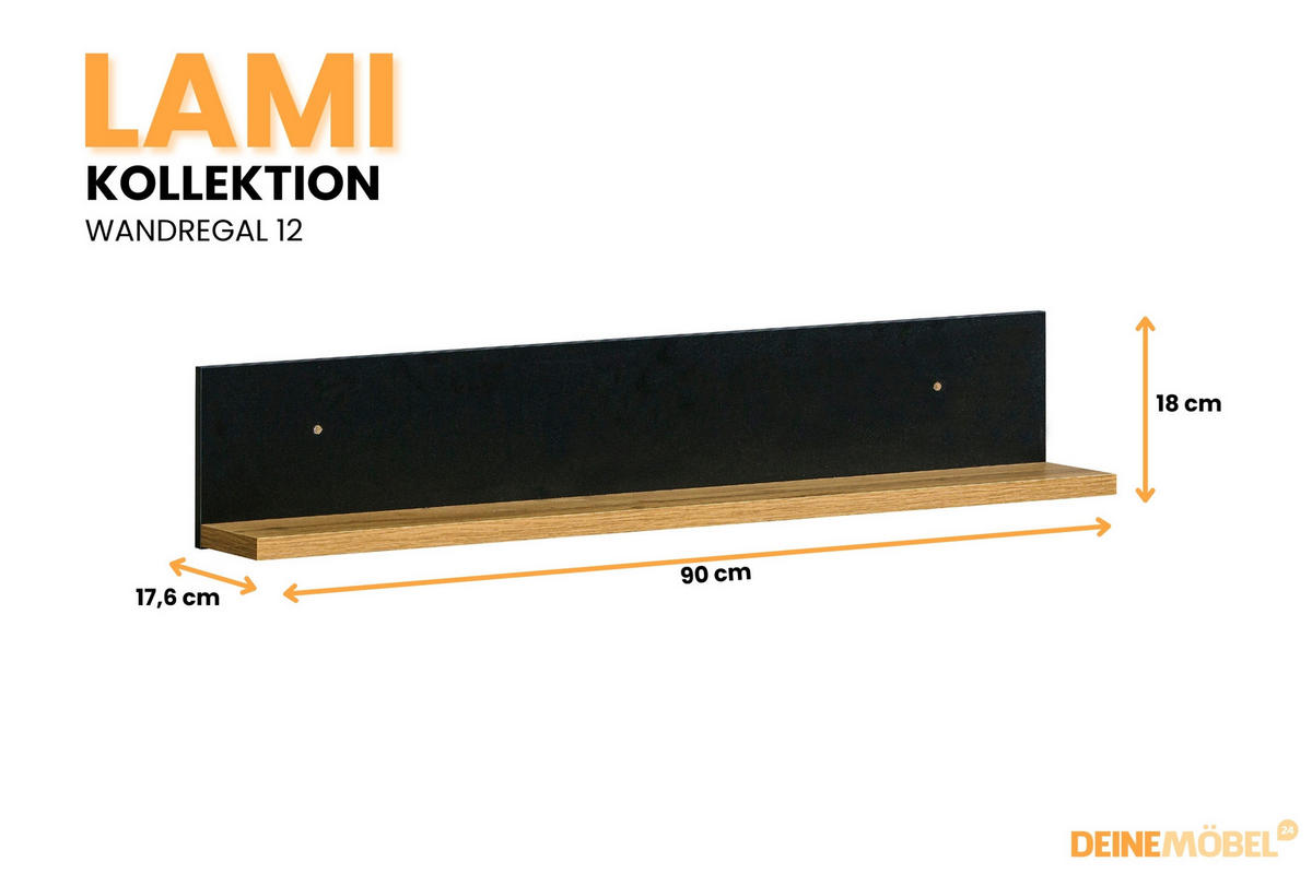 JUGENDZIMMER-SET LAMI G 5-teilig in Wotan Eiche / Schwarz Matt mit Lamellen - Eiche Wotan/Schwarz, Holzwerkstoff (355/56/194cm) - Deine Möbel 24