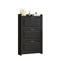 SCHUHSCHRANK in Schwarz Schuhkommode mit 6 Fächern, ideal für Flur,Eingangsbereich, Wohnzimmer und Büro, B70/T24/H120cm - Schwarz, Holzwerkstoff (70/120/23cm) - STILVORA