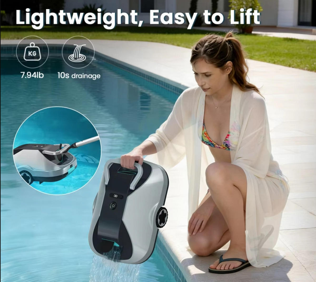 POOLROBOTER, Geeignet Für Flächen Unter 150 m² (EU-Stecker） - Silberfarben, Kunststoff (32.5/19/44cm) - Weltevree