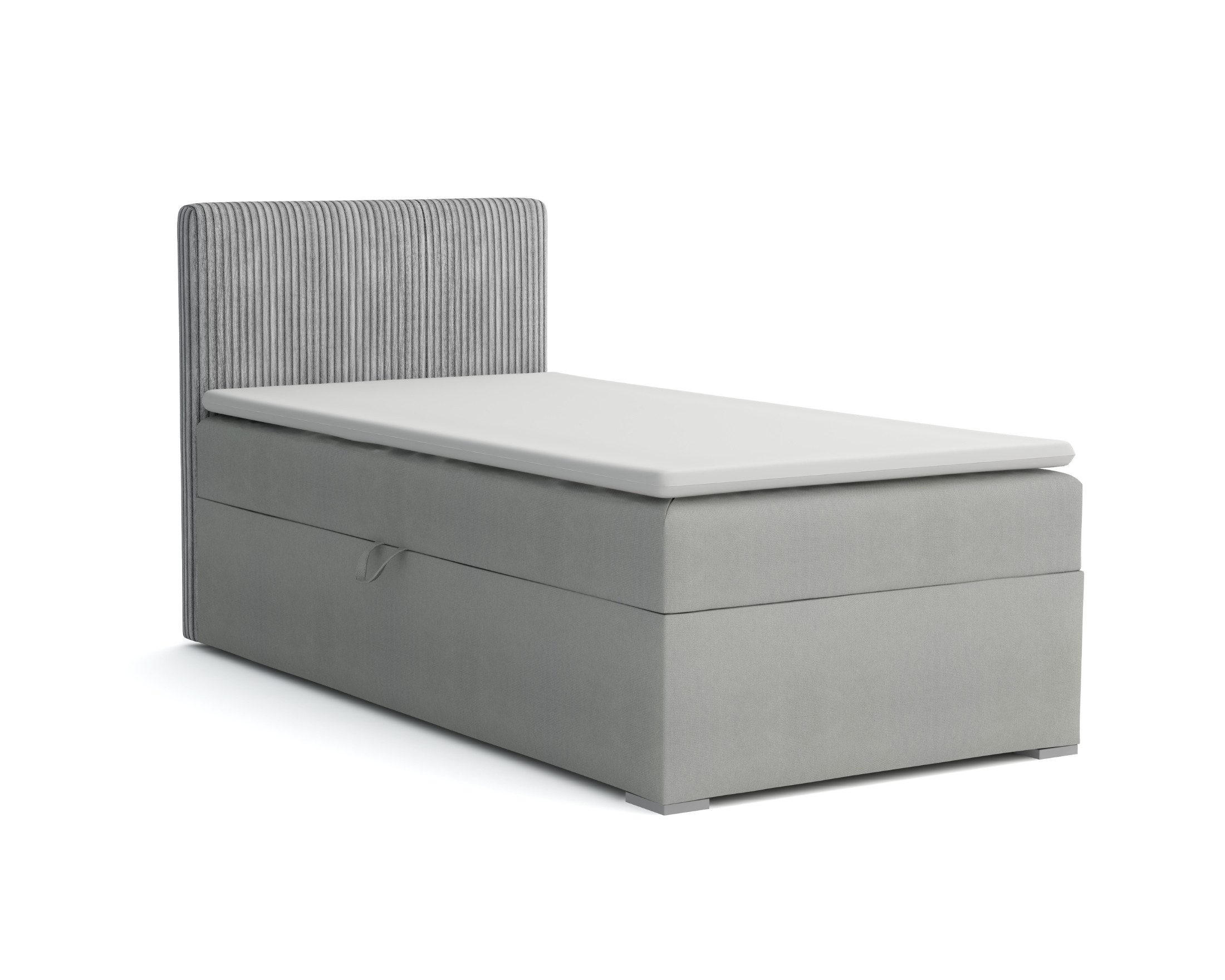 BOXBETT DON 100/200 Hellgrau H3 Öffnung links - Hellgrau, Holz/Holzwerkstoff (100/200cm) - Deine Möbel 24