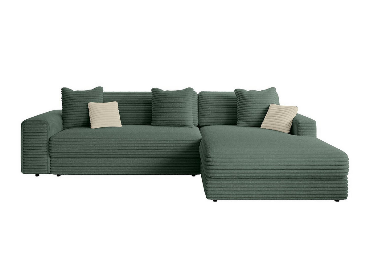 ECKSOFA – Ecke rechts – grob gerippter Cord – Tannengrün – CALAZO - Grün, Textil (307/187cm) - Vente-Unique