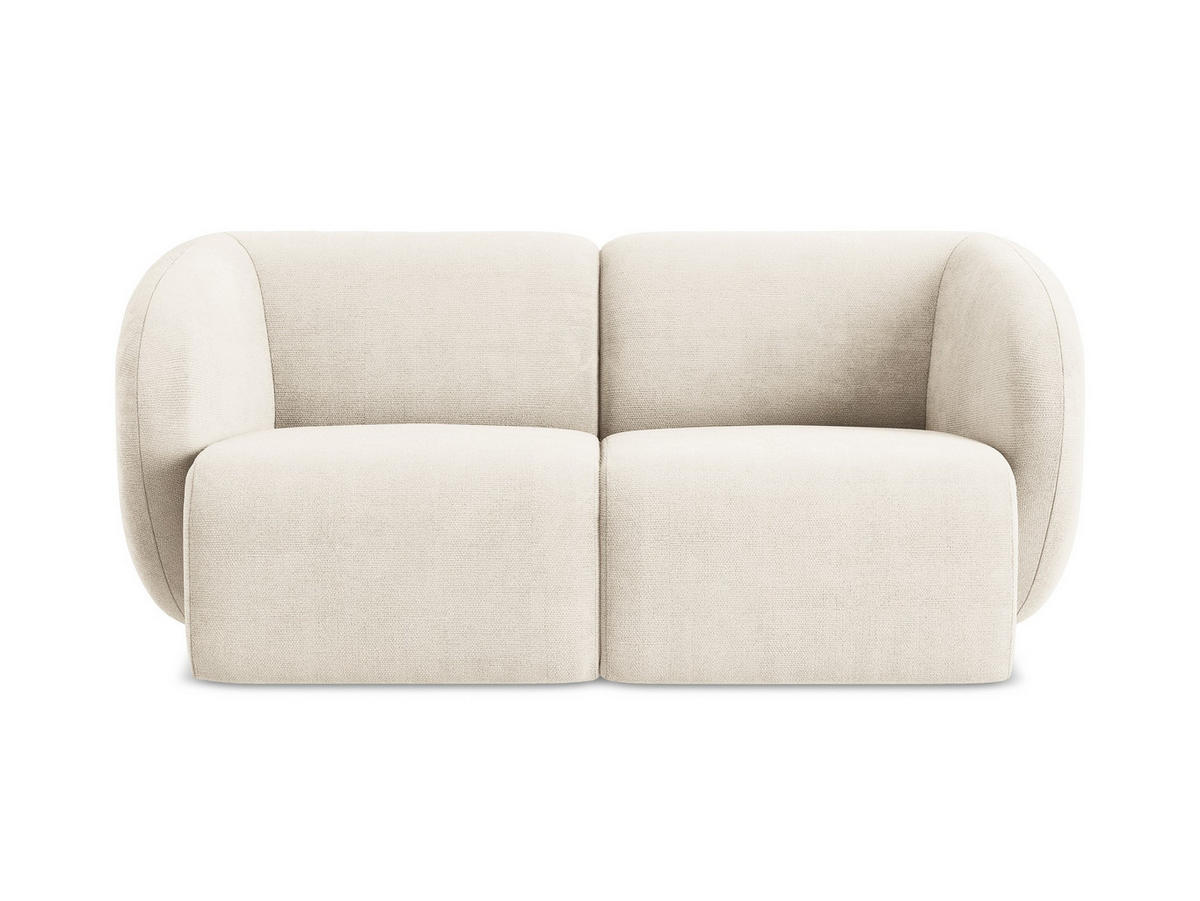 2-SITZER-SOFA Chenille Stoff Beige - Creme/Schwarz, Holzwerkstoff/Kunststoff (174/75/94cm) - Makamii