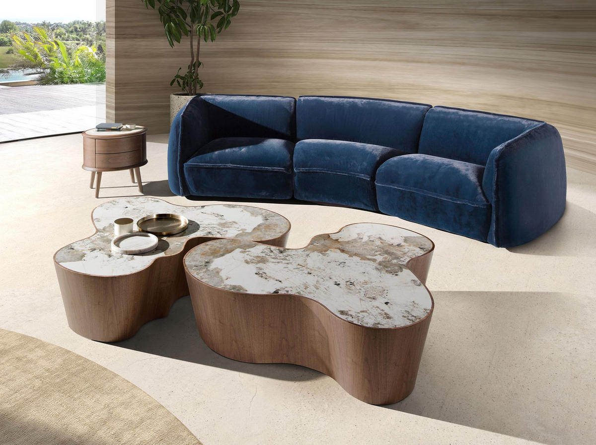 3-SITZER-SOFA dunkelblauer Samt, schwarzer Edelstahlbeine - Schwarz/Dunkelblau, Textil/Metall (340/80/110cm) - ANGEL CERDA