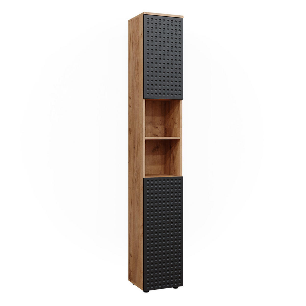 BADSCHRANK Irma Anthrazit gepunktet 30 x 192 cm - Anthrazit, Holzwerkstoff (30/192/30cm) - Vicco
