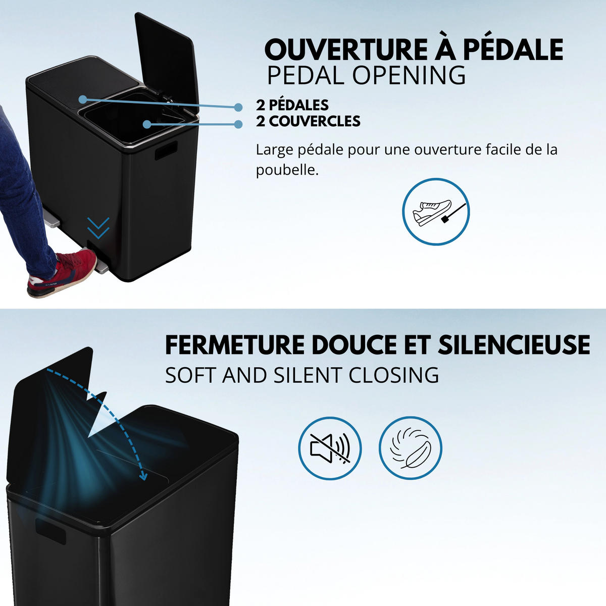 ABFALLEIMER MAJOR schwarz - Schwarz, Metall (36/65/60cm) - Kitchen Move