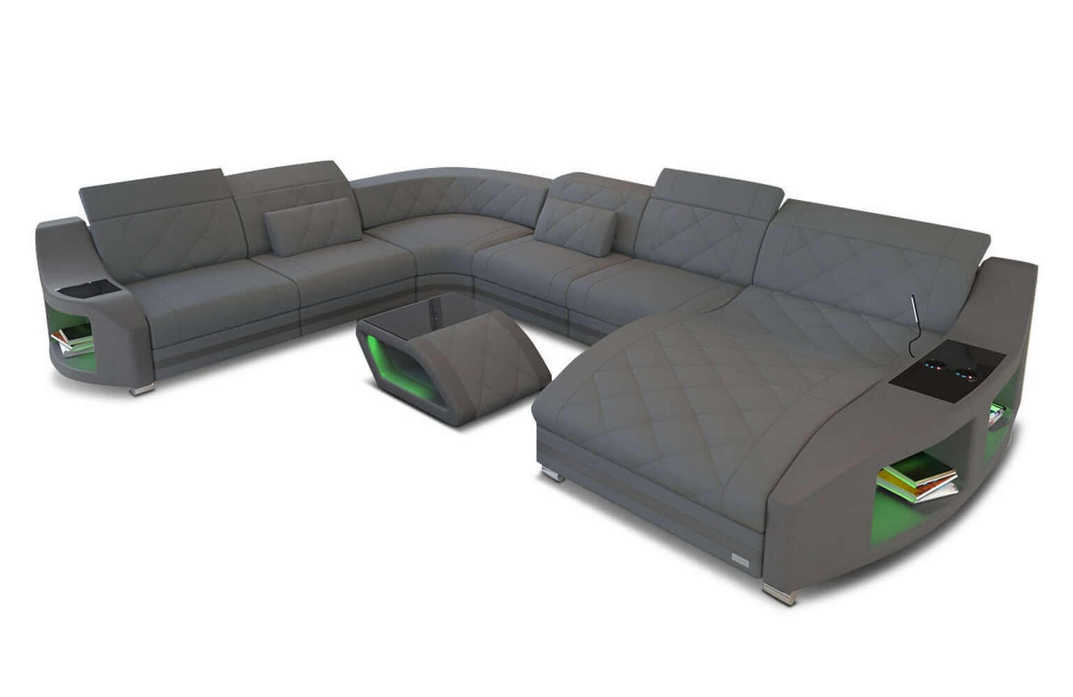 WOHNLANDSCHAFT Stoff Wohnlandschaft Swing Grau Mikrofaserstoff - Grau, Kunststoff (404/90/295cm)