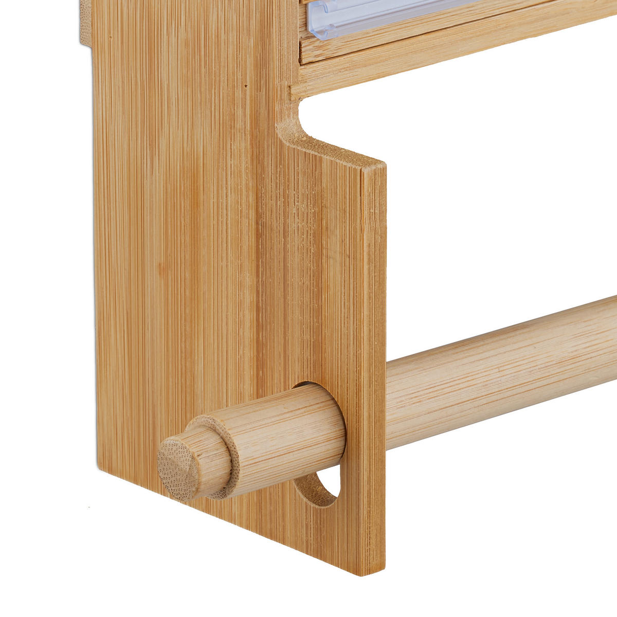 WANDROLLENHALTER - Hellbraun, Holz/Kunststoff (36.5/30.5/12cm) - Relaxdays