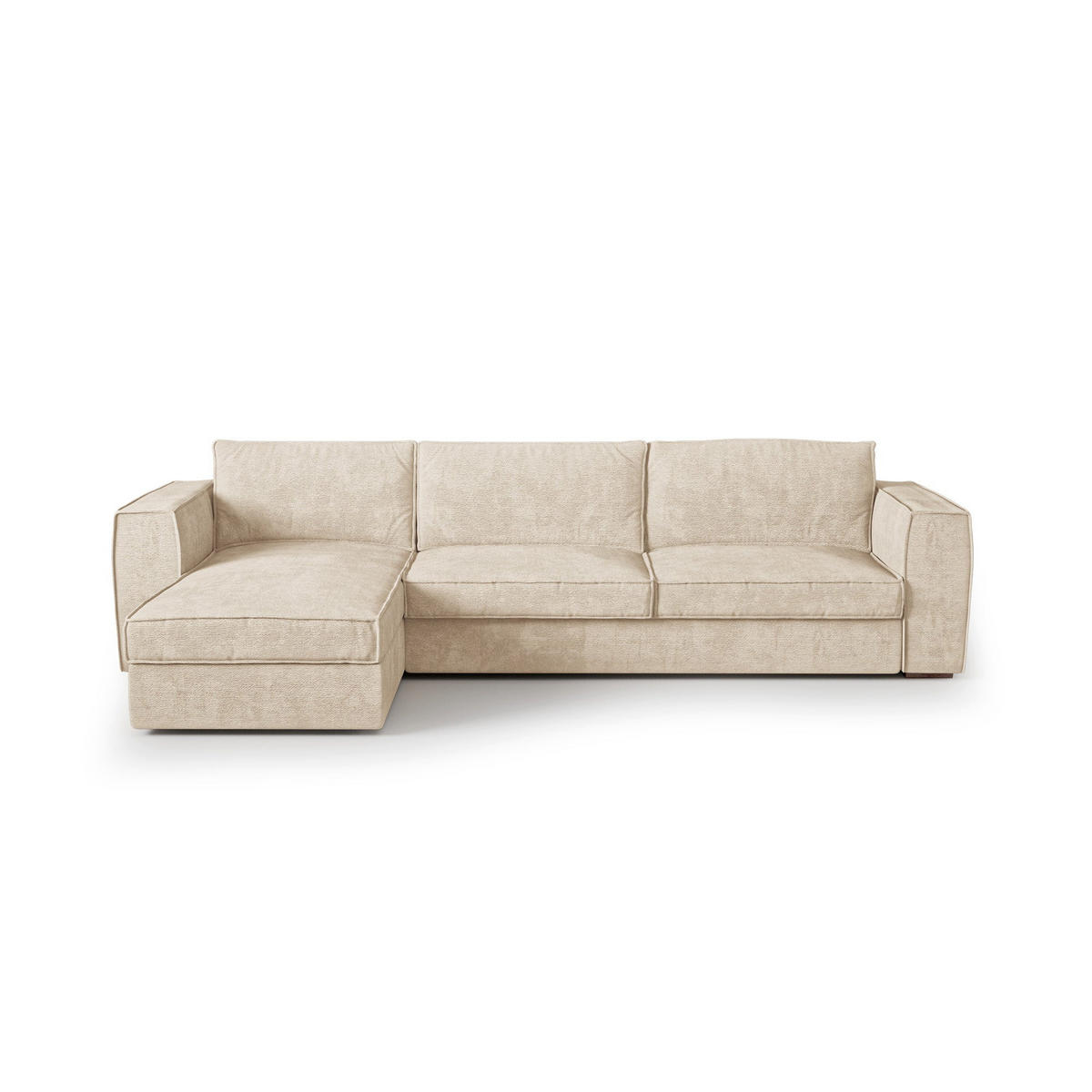 LINKSECK-SCHLAFSOFA MIKA Kettgewebe mit weichem Griff Beige 292cm - Beige, Textil (292/100cm) - Premium Interiors