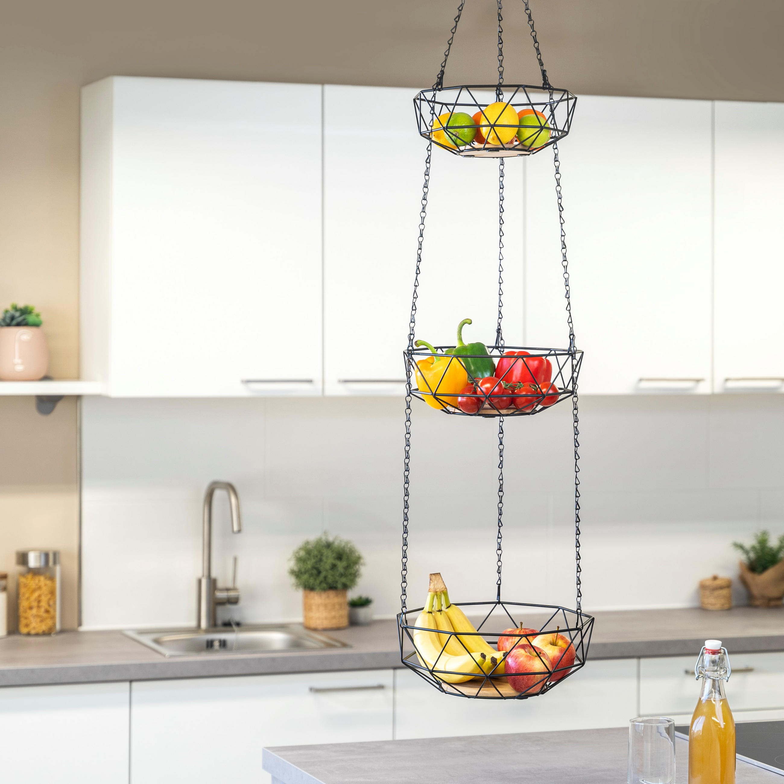 OBSTKORB, schwarz, Metall - Schwarz, Metall (126cm) - eluno