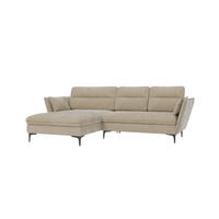 ECKSOFA Mira Beige Samt-Stoff - Beige/Schwarz, Textil/Metall (260/168cm) - S-Style Möbel