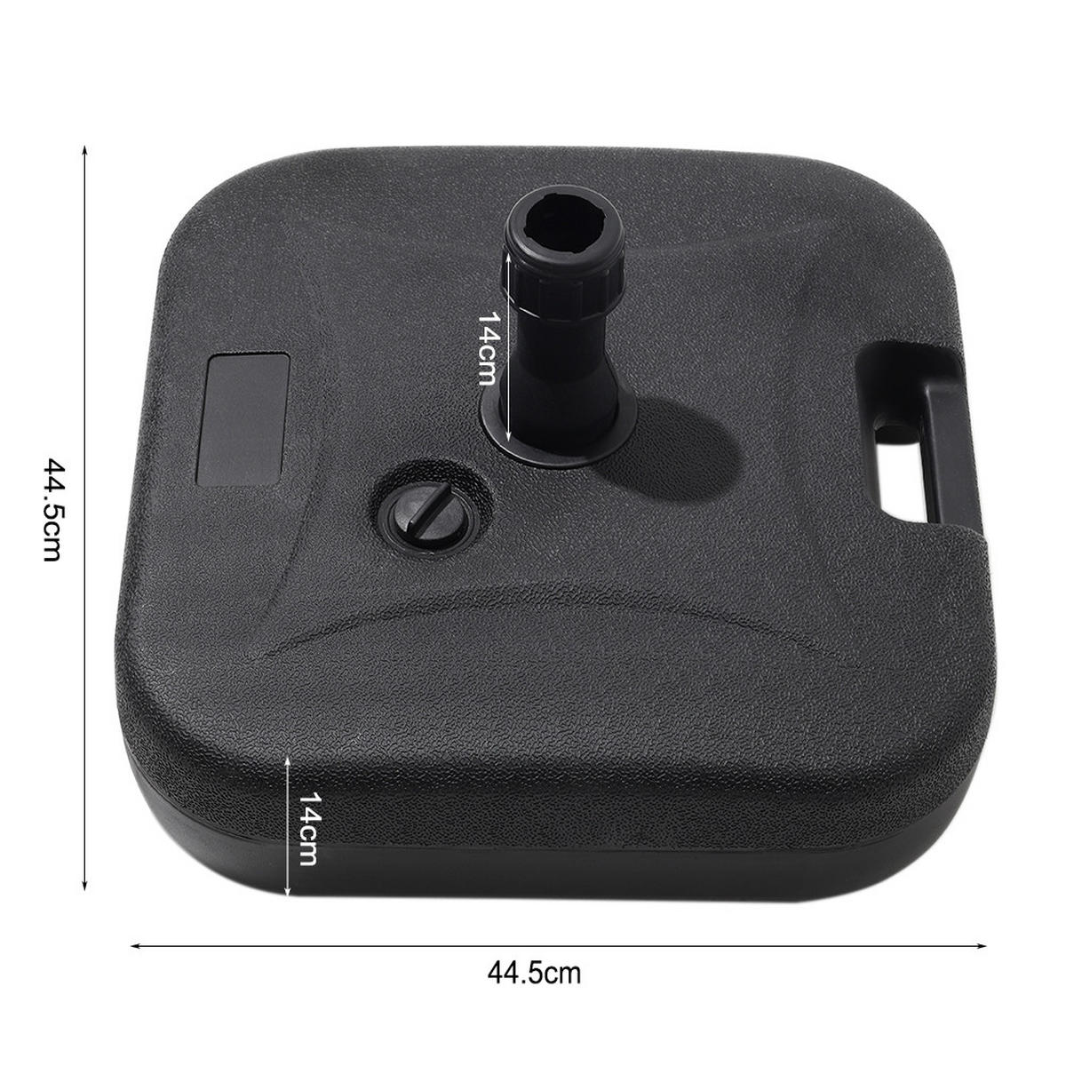 SONNENSCHIRMSTÄNDER aus PP in Schwarz quadratisch befüllbar 44,5 × 44,5 × 28 cm befüllt bis zu 20 kg - Schwarz, Kunststoff (44.5/44.5cm) - Livingandhome