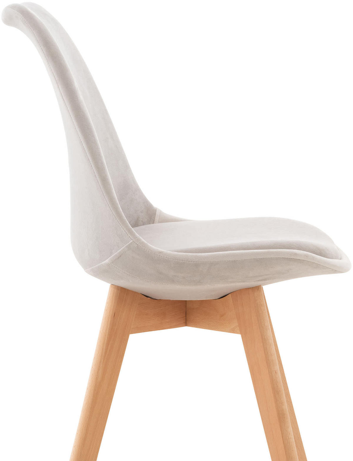 STUHL Samt hellgrau - Eukalyptusholzfarben/Hellgrau, Holz/Textil (49/83/50cm) - CLP