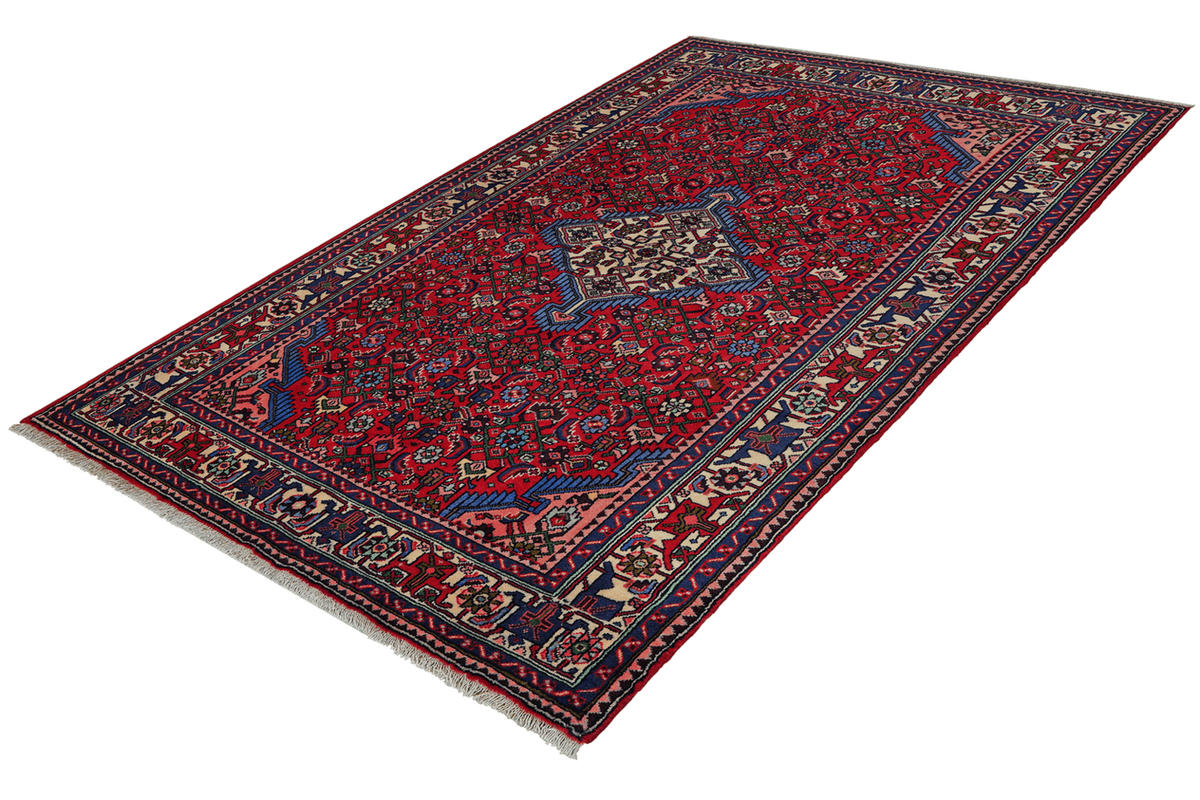 ORIENTTEPPICH handgeknüpft Assadabad Rot 207/133 cm Schurwolle - Rot, Textil (133/207cm) - Looma
