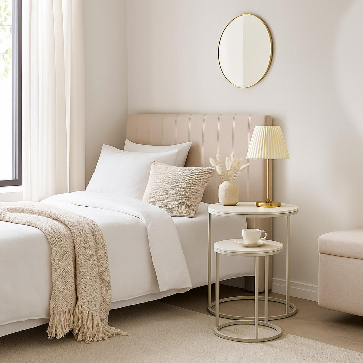 COUCHTISCHE 2er-Set Seli rund Beige - Beige, Metall (40/40/50cm) - Home Styling Collection