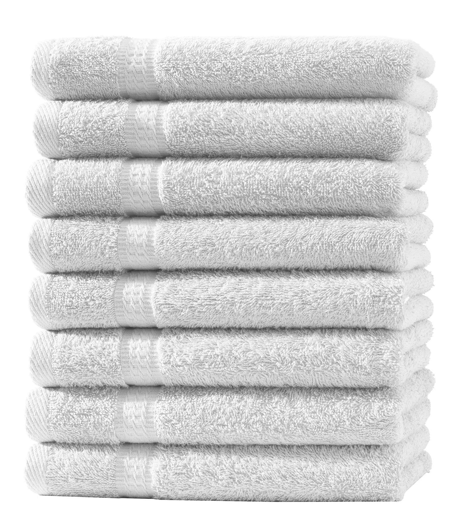 HANDTUCH 50x100 cm Frottier Handtücher im 8er Set aus 100% Baumwolle, Weiß 500g/m2 - Weiß, Textil (50/100cm) - Carpe Sonno