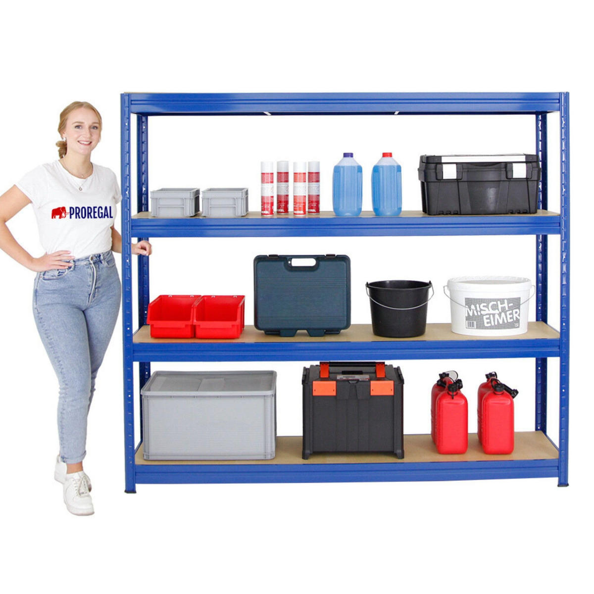 SCHWERLASTREGAL Dino 2er-Set mit 2x 180x200x45 cm Fachlast 500 kg Blau - Blau, Metall (400/200/45cm) - PROREGAL