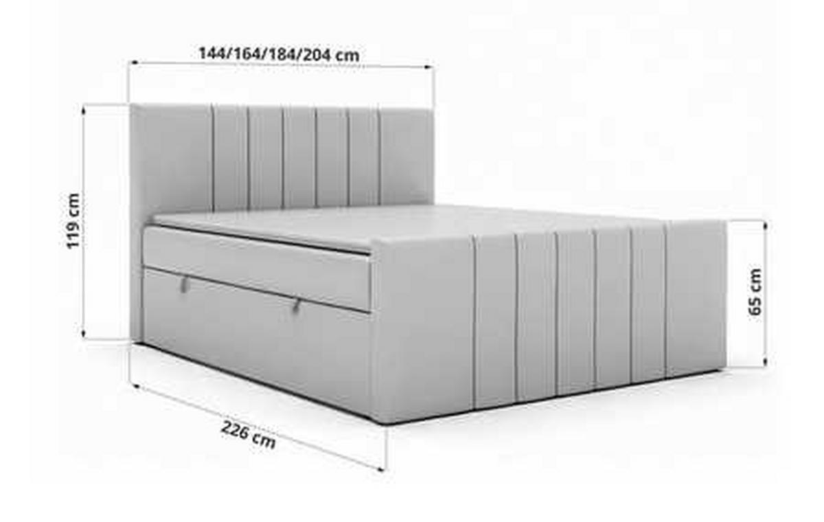 POSTEL BOXSPRING INERO DUO 200/200 - Světle šedá Samet - Topper Visco - H3 - černá/světle šedá, textil/plast (200/200cm) - MKS