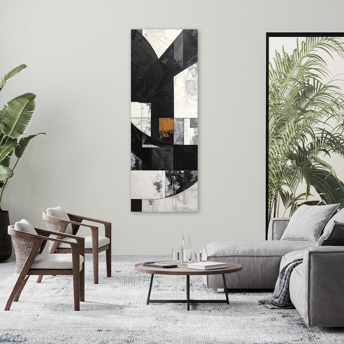 LEINWANDBILD 3D und geometrisch 50x150cm - Schwarz, Textil (50/150cm) - Feeby