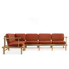 LOUNGESOFA ATREDA links - Orange, Holz/Textil (300/80/160cm) - KONSIMO®