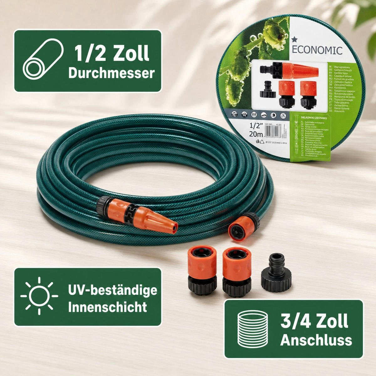 GARTENSCHLAUCH 20 m - Dunkelgrün, Kunststoff (28cm) - Westfalia