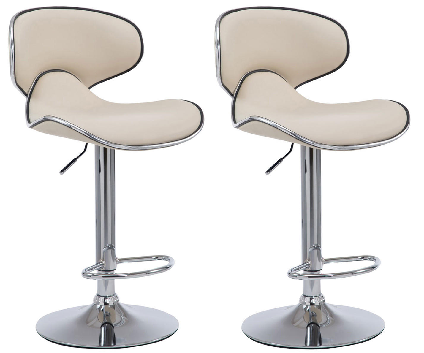 BARHOCKER 2er Set Lederlook creme - Chromfarben/Creme, Textil/Metall (46/88/49cm) - CLP