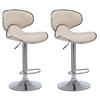 BARHOCKER 2er Set Lederlook creme - Chromfarben/Creme, Textil/Metall (46/88/49cm) - CLP