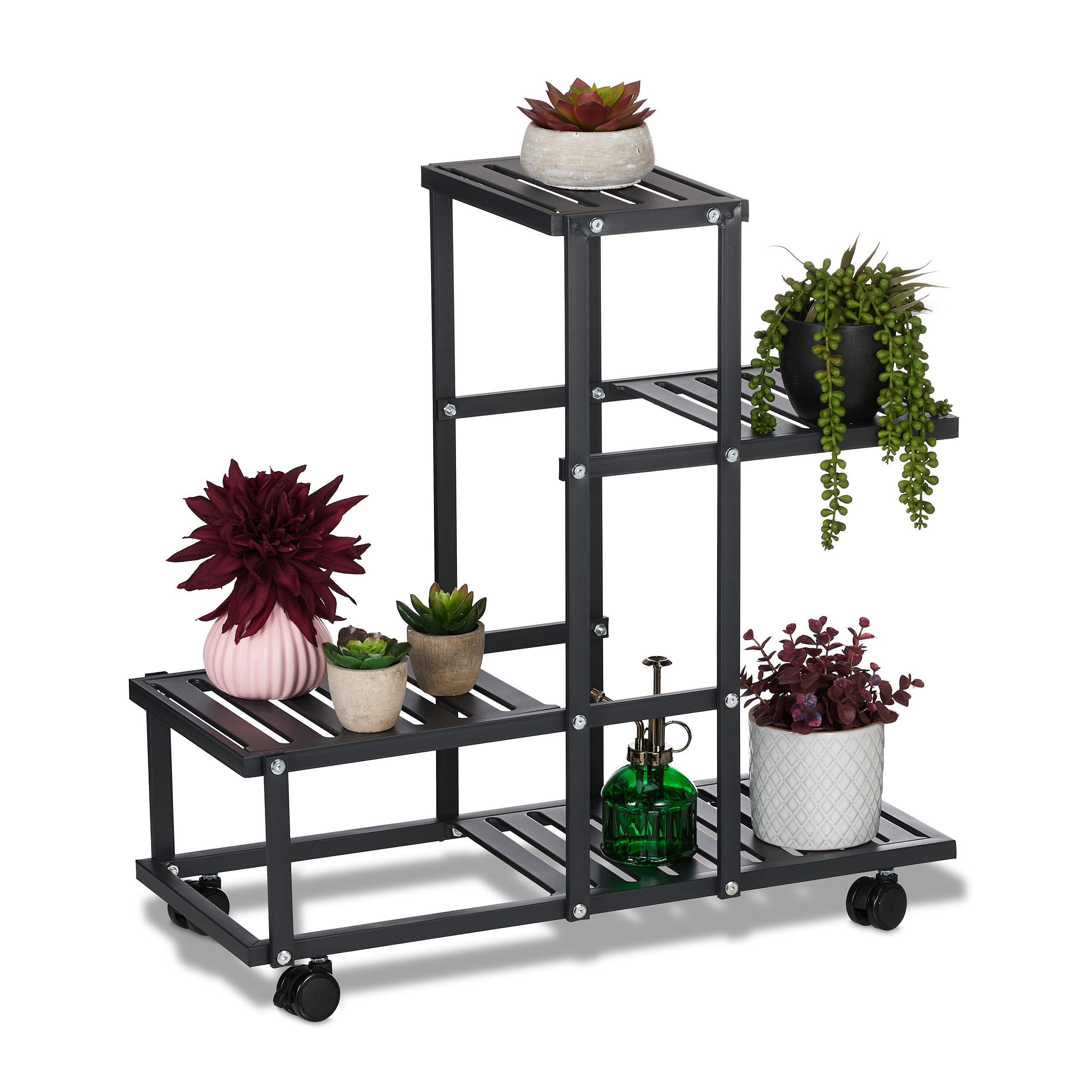 BLUMENSTÄNDER - Schwarz, Kunststoff/Metall (61.5/60.5/26cm) - Relaxdays