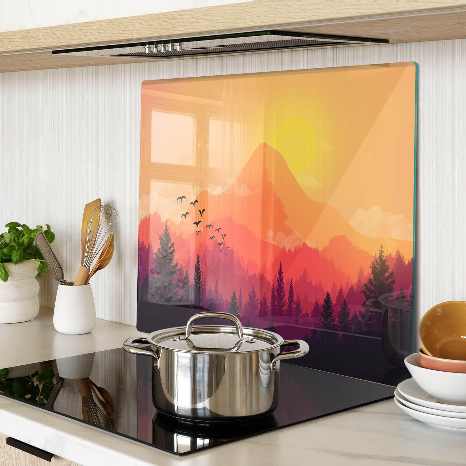 GLASPLATTE 60x52 cm Berglandschaft - Orange, Glas (60/0.4/52cm) - TULUP