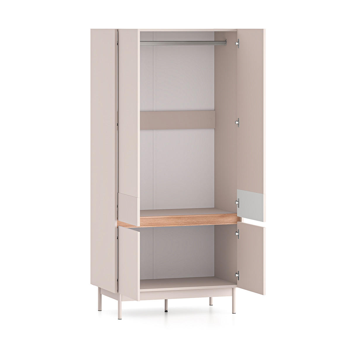 SCHRANK 4 Türen Connie Kaschmir und Holz - Beige, Holzwerkstoff (91.9/192.8/53cm) - Petits-meubles