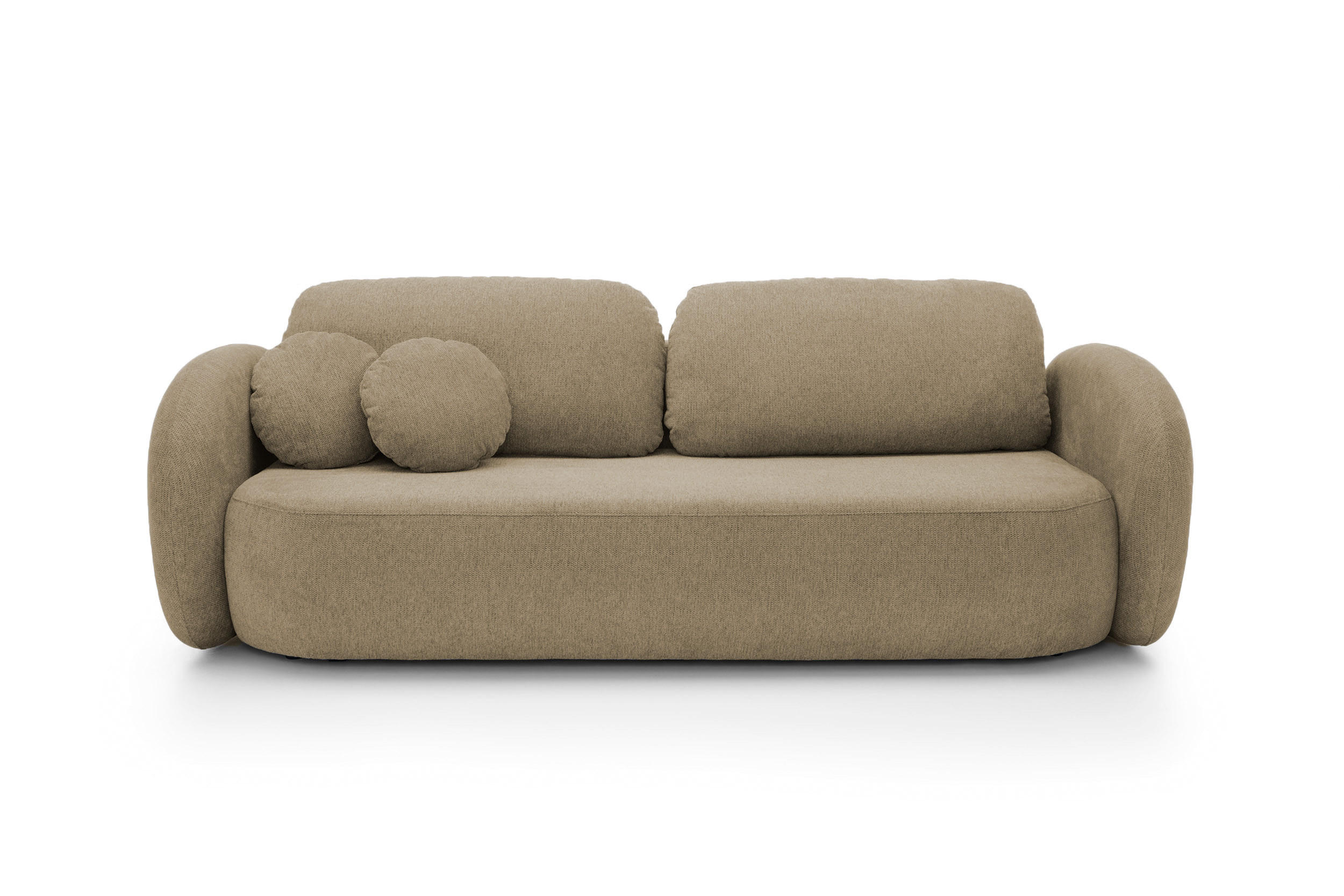 SOFA OLIO Mit Schlaffunktion Und Bettkasten, Bonell-Taschenfederung, Aragon-Stoff, lose Rückenkissen, freistehend, 238x101x86 cm Cappuccino - Cappuccino, Holz/Textil (238/86/101cm) - DomoHome