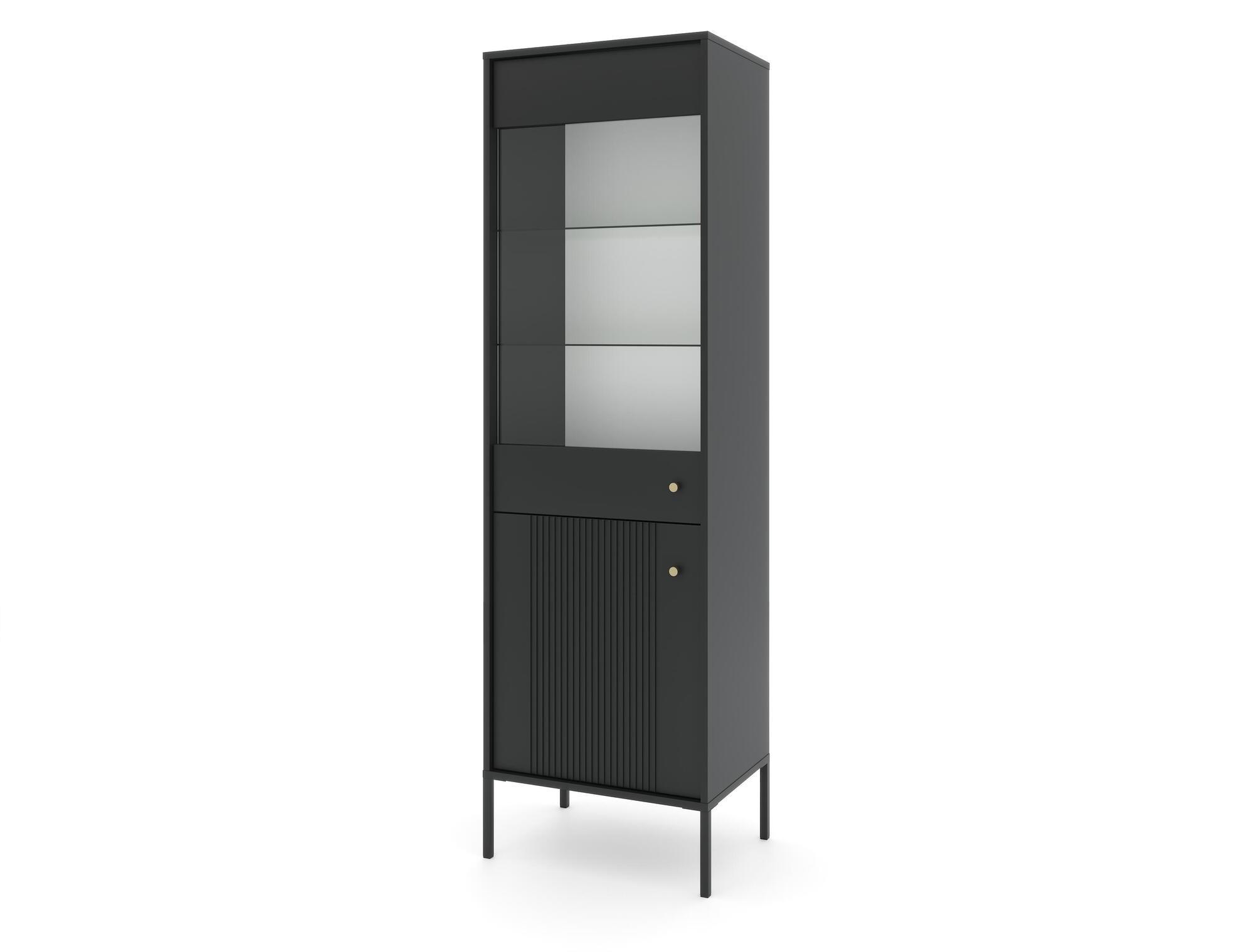 VITRINE ISEO Schwarz 54x39x180 cm - Schwarz, Holzwerkstoff (54/180/39cm) - FURNLUX