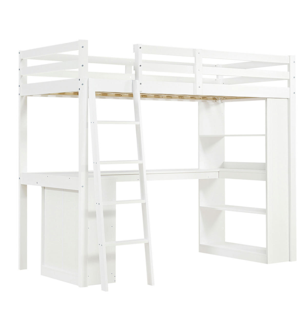 HOCHBETT 90/200 cm aus Kiefer und Holzwerkstoff mit Ablageregal Weiß - Weiß, Holz (90/200cm) - Modenvie