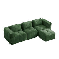 ECKSOFA DE-34428 L-Form mit Hocker und 32D-Schaum Grün - Grün, Textil (162/271cm) - ComfortXL