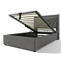 POLSTERBETT aus Baumwoll-Leinen 90x200 cm Grau mit Bettkasten, USB- und USB-C-Anschluss und Matratze - Grau, Textil (90/200cm) - IVMEU