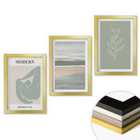 WANDBILDER 3er Set - 20x30 cm Goldrahmen - Abstrakte pastellfarbene Pflanzenformen - Goldfarben, Kunststoff (20/30cm) - ArtPrintCave