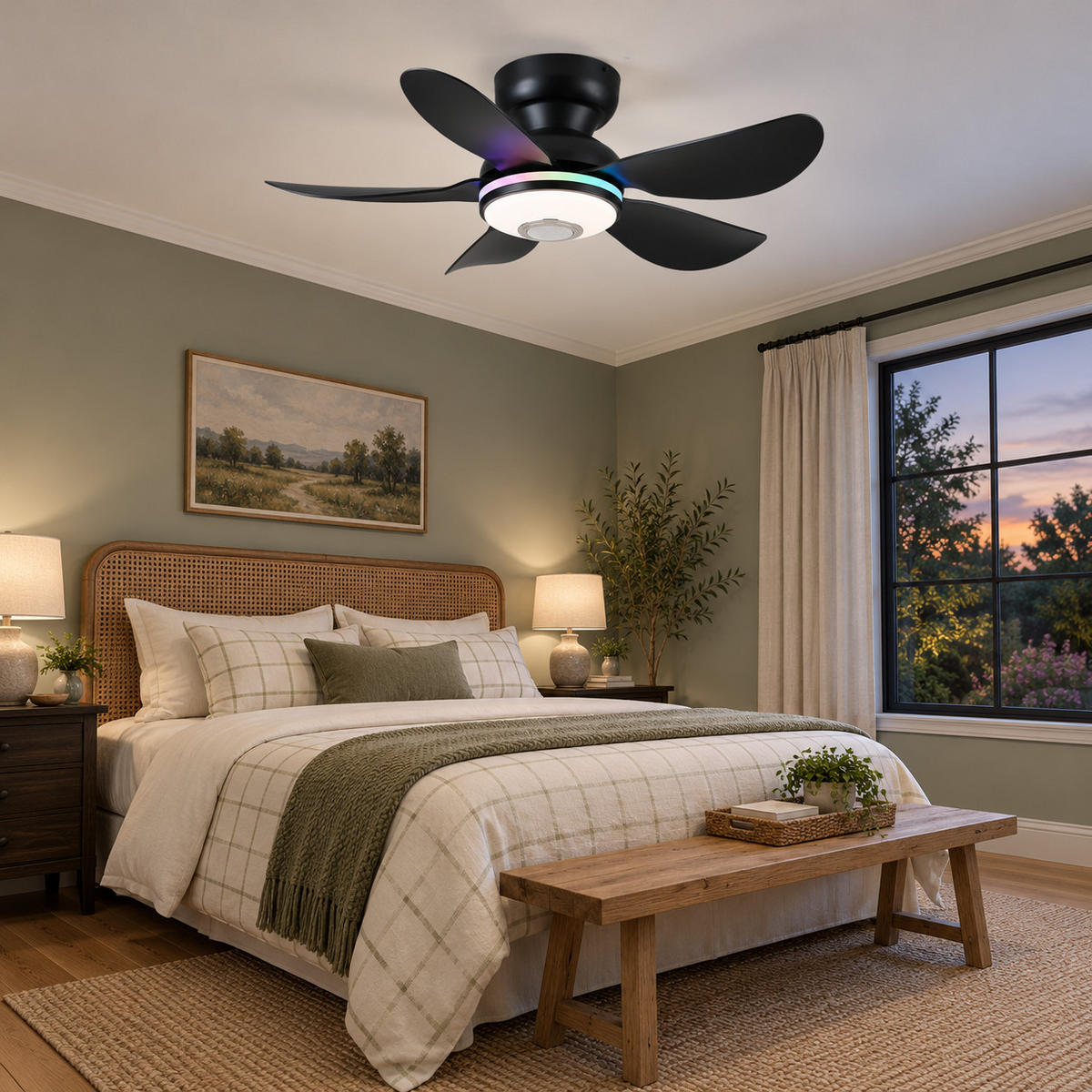 DECKENVENTILATOR Schwarz 91,4 cm mit LED und leisem DC-Motor - Schwarz, Kunststoff (91.4/91.4/24cm) - Surtime