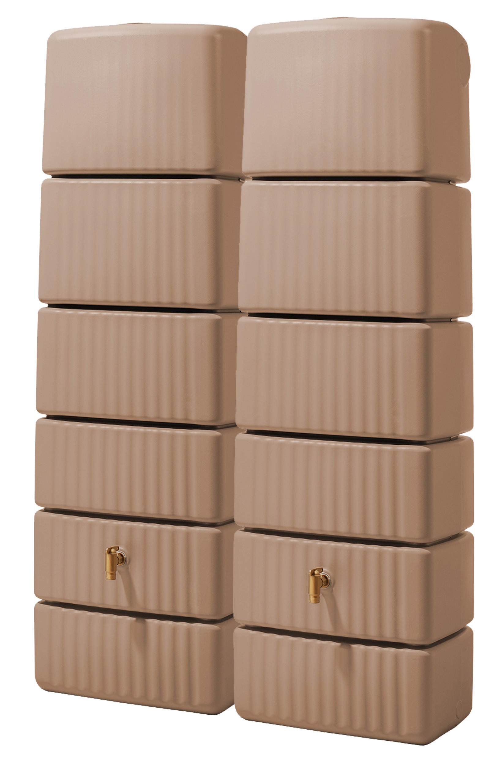 WANDTANK-SET 660 L taupe 2 x 330 L inkl. Verbindungsset - Braun, Kunststoff (126/182/37cm) - 4rain