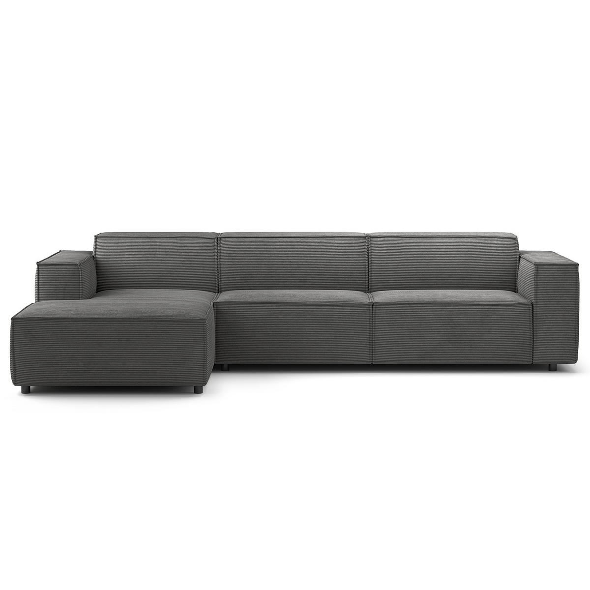 ECKSOFA mit Longchair - Anthrazit/Schwarz, Kunststoff/Textil (294/177cm) - home24