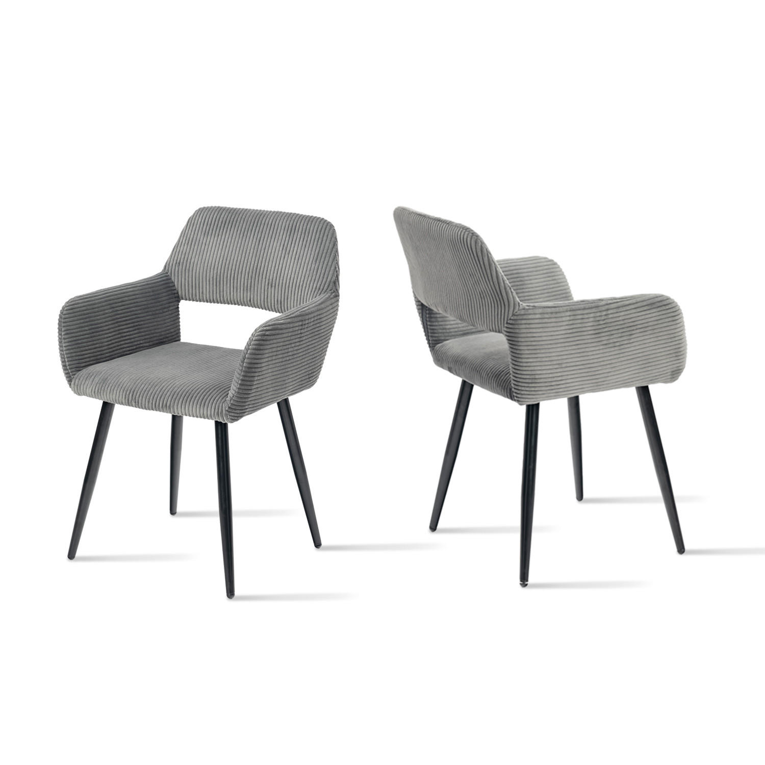 ESSZIMMERSTUHL 2er Set in Cord-Optik - Grau, Textil (56/78/56cm) - Meubles Cosy