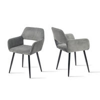 ESSZIMMERSTUHL 2er Set in Cord-Optik - Grau, Textil (56/78/56cm) - Meubles Cosy
