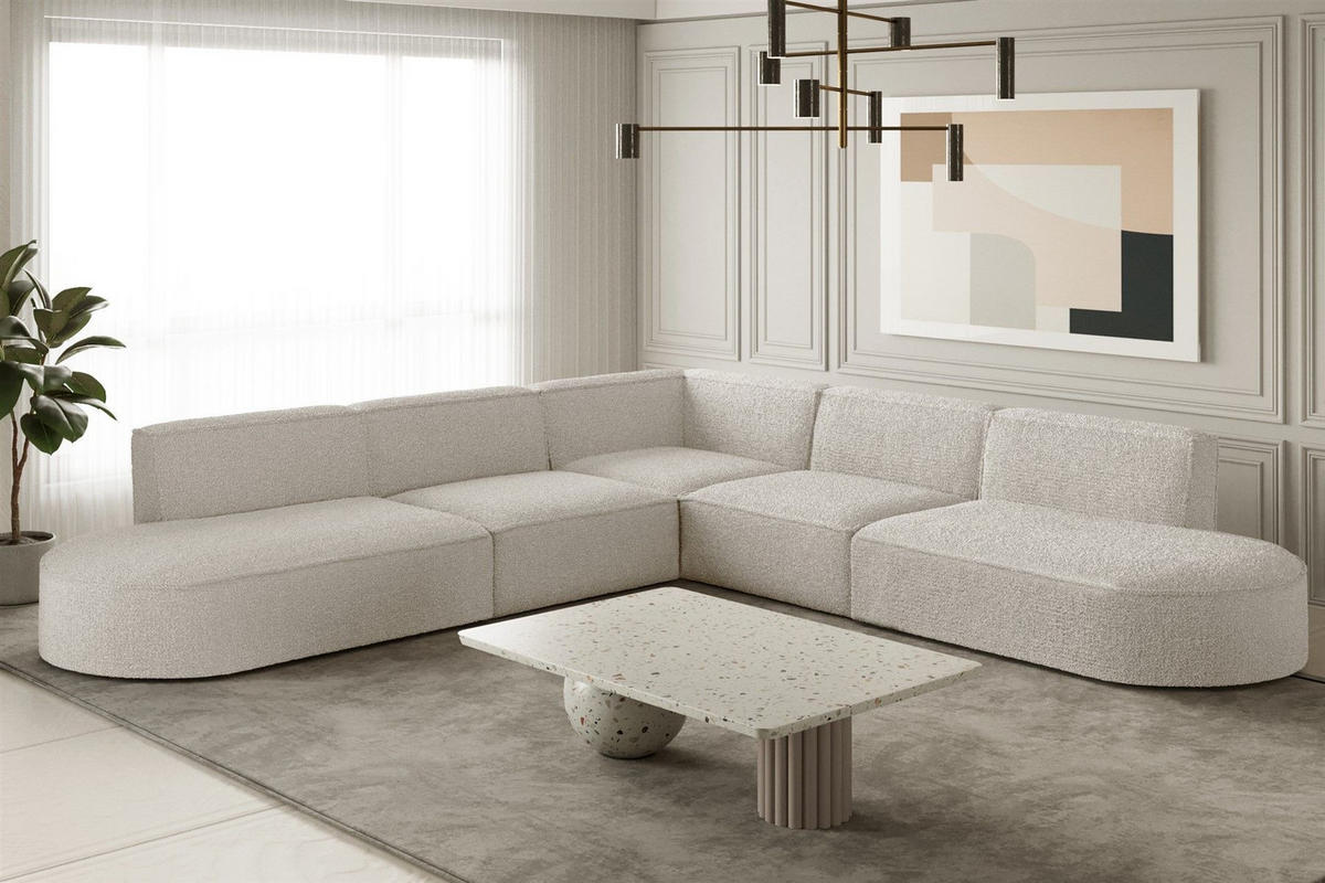 ECKSOFA Universal Palma Ascot Bukla - Beige, Holzwerkstoff/Textil (276/276cm) - Fun Möbel