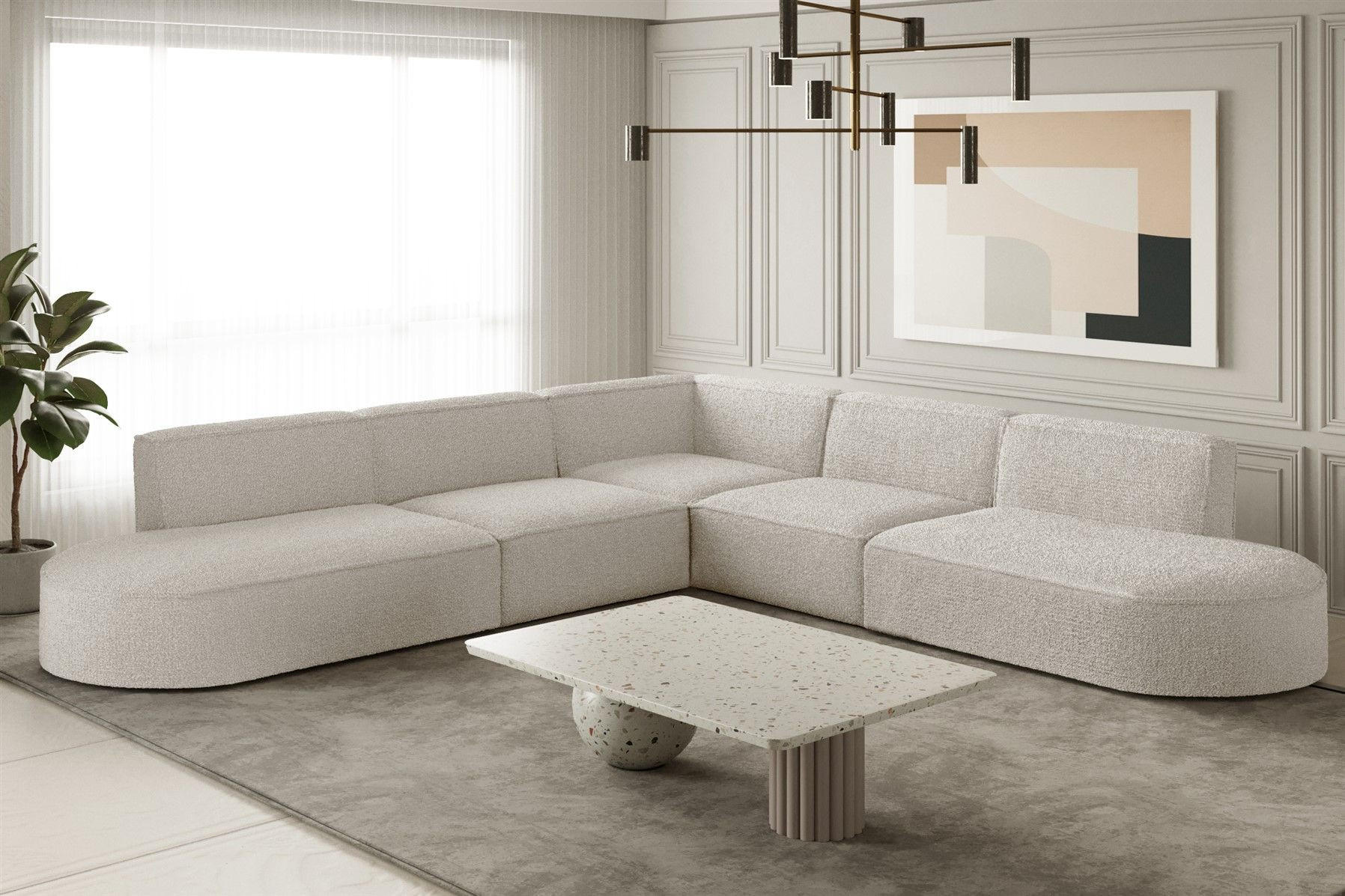 Thumbnail - Fun Möbel Ecksofa, Beige, Textil, L-Form, 276x276 cm, Wohnzimmer, Sofas & Couches, Wohnlandschaften, Ecksofas