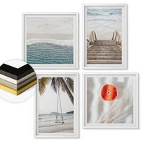WANDBILDER 4er-Set - 50x50 cm & 40x60 cm Weißer Rahmen - Strandatmosphäre dank hölzerner Treppen. - Weiß, Kunststoff (50/50cm) - ArtPrintCave