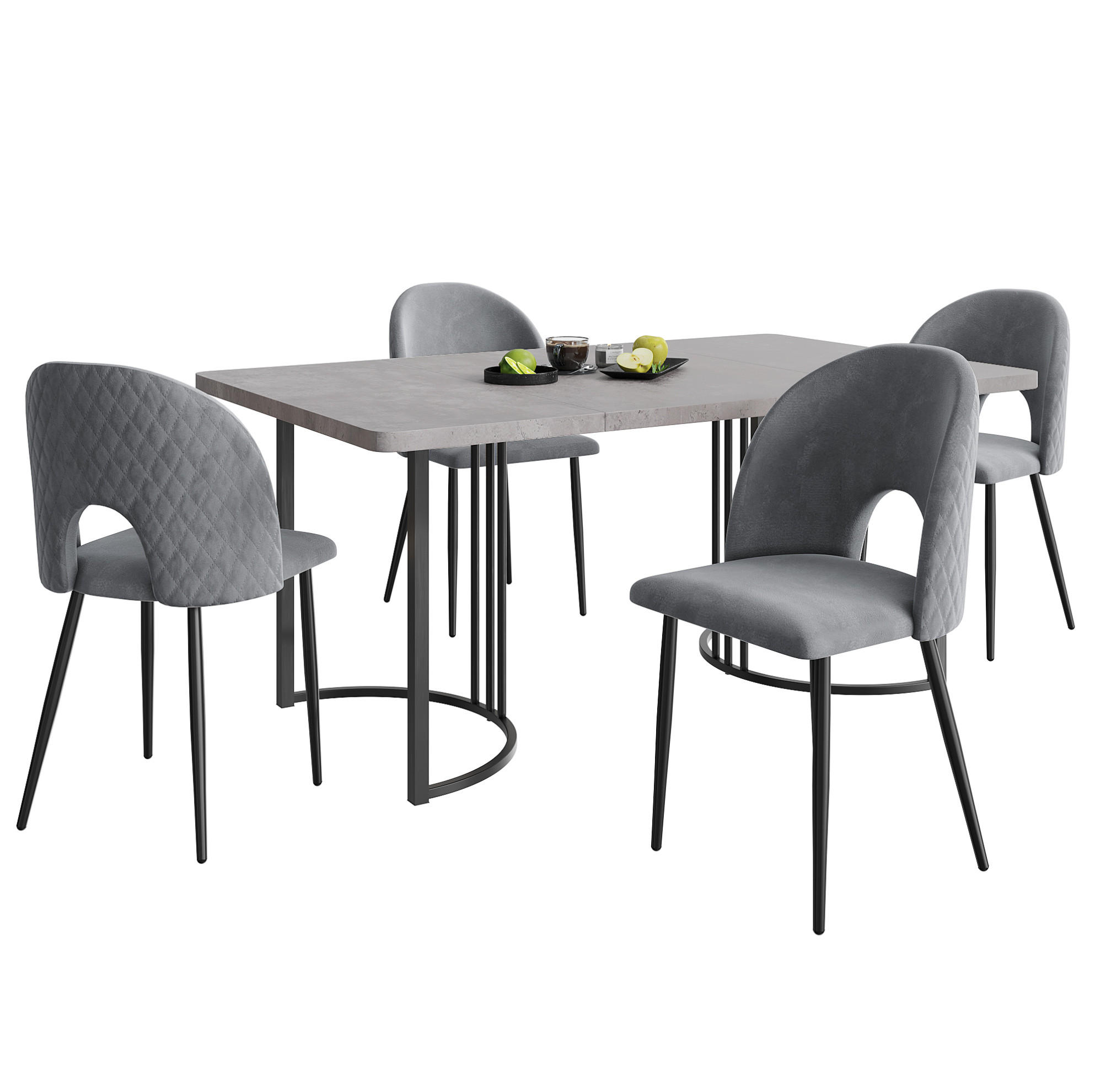 Meubliv Essgruppe Grau 80x75x140 cm