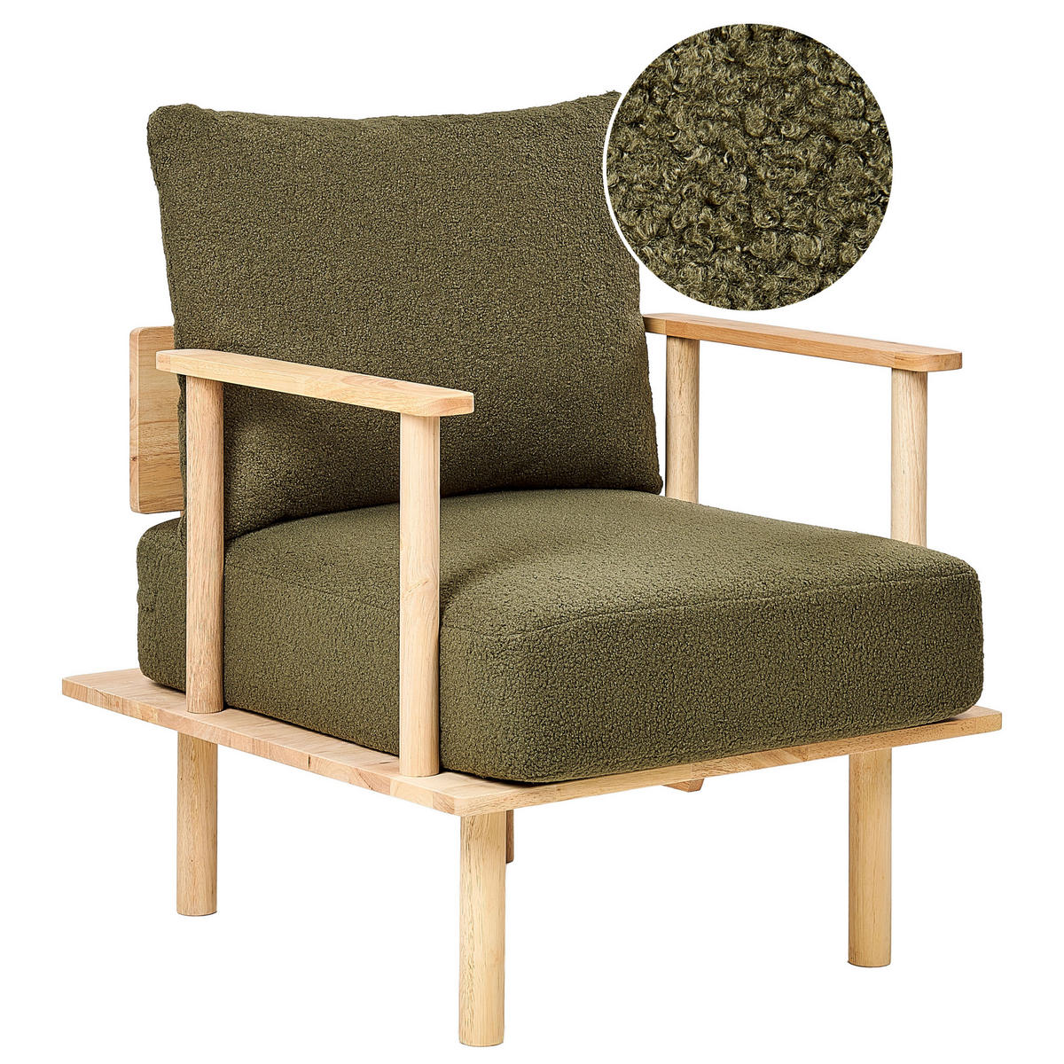 SESSEL Dunkelgrün Asker - Dunkelgrün/Braun, Textil (70/87/74cm) - Beliani