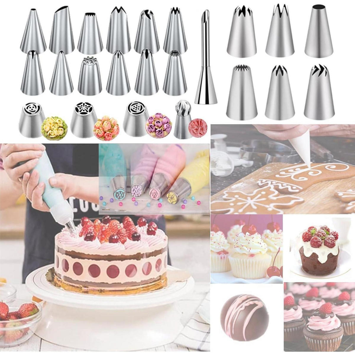 SPRITZBEUTEL Set 66-teilig mit 6 verschiedenen Spritztüllen - Multicolor, Metall (14.2/6.8/14.6cm)